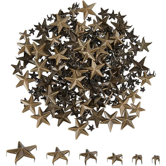 Iron Studs Rivets For DIY Leather Craft Star Antique Bronze 5~19x5~20x5~7mm 320pcs/set