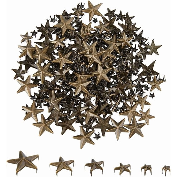 Iron Studs Rivets For DIY Leather Craft Star Bronze 5~19x5~20x5~7mm 320pcs/set diy