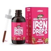 Llorens High Potency Iron Drops for Women, 20mg Elemental Iron Polysaccharide Complex per 1mL, Gentle on Stomach, Vegan, Natural Sweeteners Berry Daiquiri, 4 Fl Oz