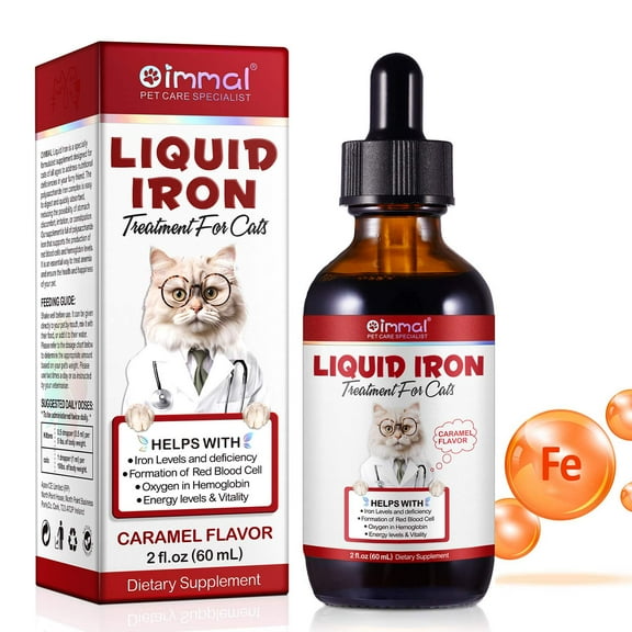 Iron Supplements for Cats with Folate and B12 Supports Anemia,Low Enery Levels and Lethargy,Promotes Red Blood Cell Formation and Blood Health - 60ml