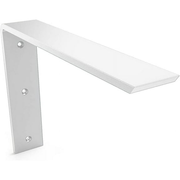 Iron Supports Front Mount L Bracket - Heavy Duty Steel Countertop Bracket for Granite Countertops - Support Bracket for Counters, Benches, Shelves & More (White - 16" Deep x 12" High)