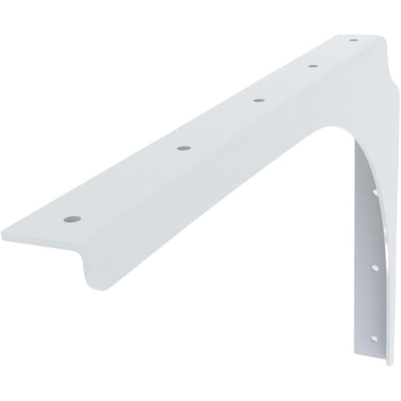 Iron Supports Universal Heavy-Duty Commercial Bracket - Industrial Support Brackets - Steel Mounting Bracket for Shelves, Vanities, Buffets, Desks (White - 21" Deep x 15" High, Right Hand)