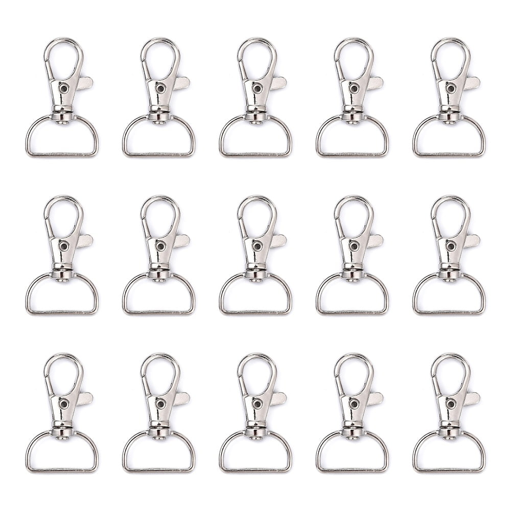 Iron Swivel D Rings Lobster Claw Clasps Swivel Snap Hook for Webbing Bags Straps Platinum 38x24x6mm