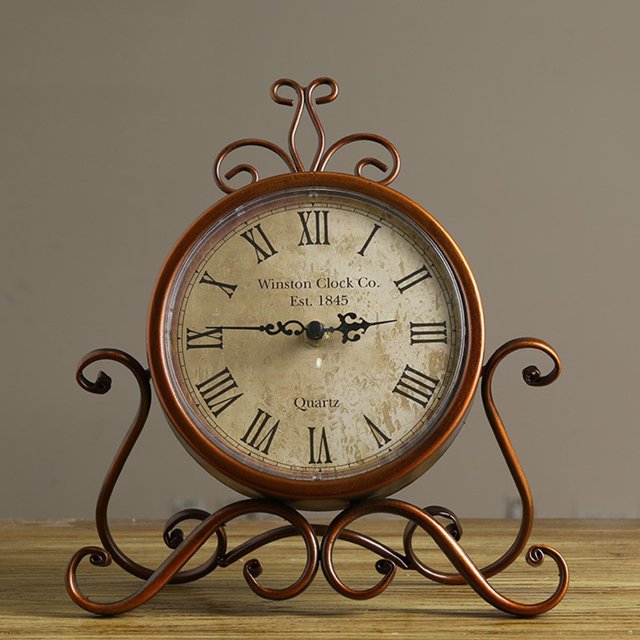 Iron Table Clock 1PC Retro Antique Vintage Iron Craft Table Clock for