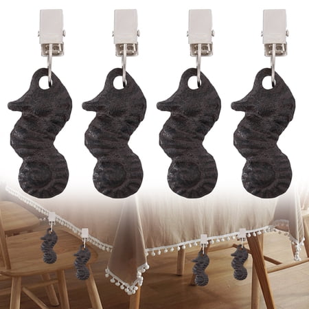 Iron Tablecloth Weights Table Cloth Pendants with Clips Sea Horse Platinum 78~80mm 4pcs/set for DIY