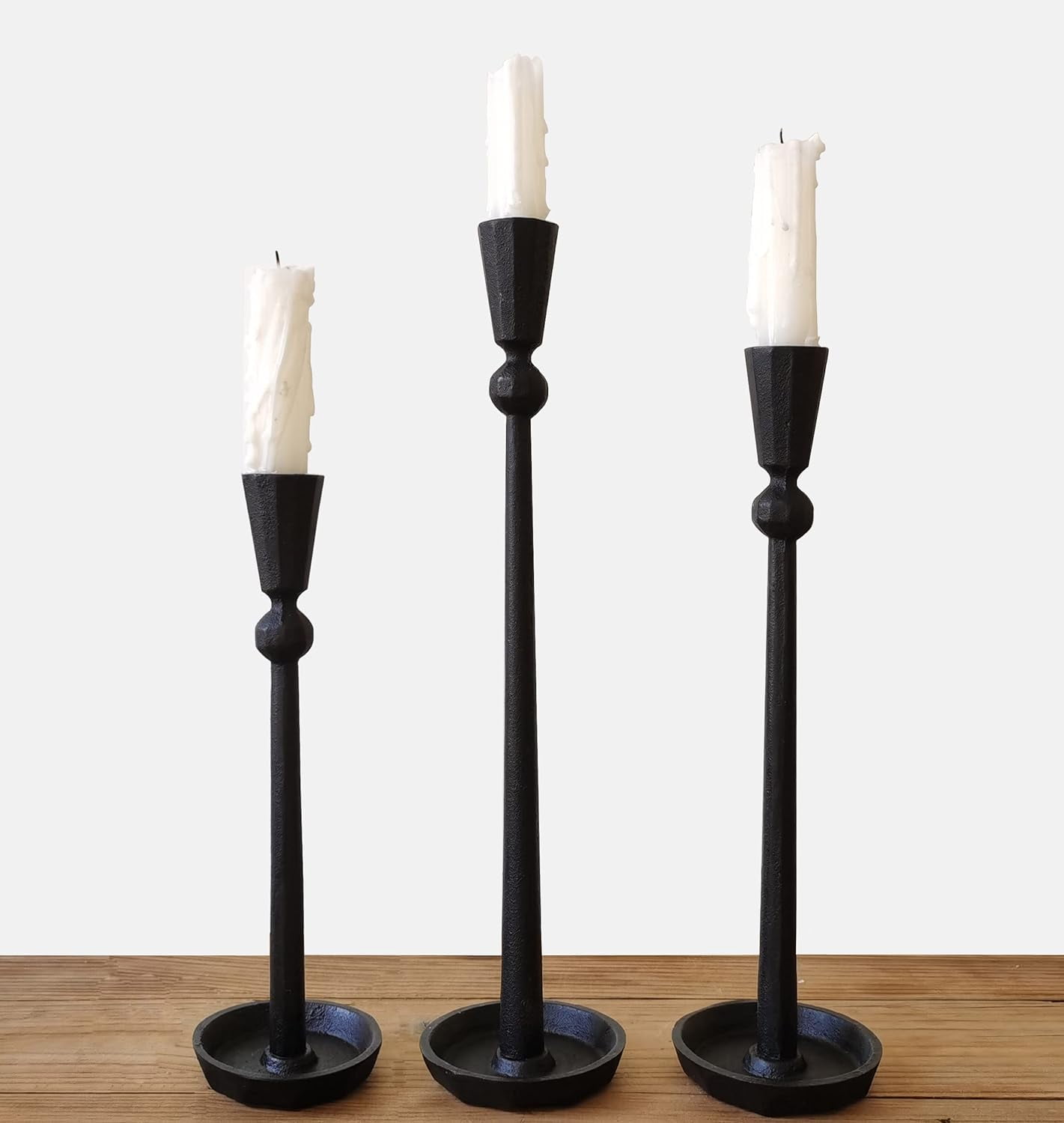 Black Iron Tall Taper Candle Holder Set of 3