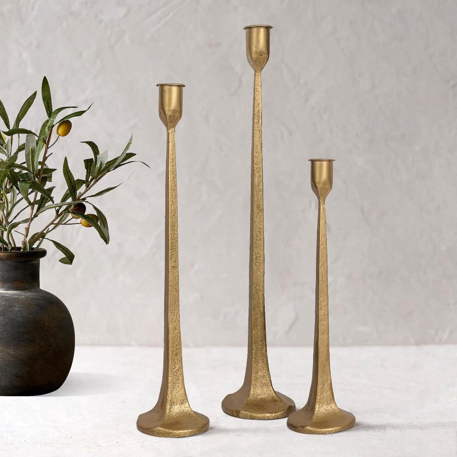 Iron Taper Candle Holder Set of 3 - Decorative Tall Candle Stand ...