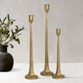 thumbnail image 1 of Iron Taper Candle Holder Set of 3 - Decorative Tall Candle Stand Candlestick Holder for Wedding Dining Table Party Decoration Antique Brass, 1 of 14