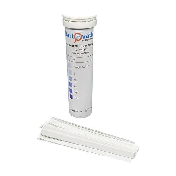 Bartovation Iron Test Strips for Measuring Fe2+ (Ferrous) and Fe3+ (Ferric) in Water 0-100 ppm [50 strips]