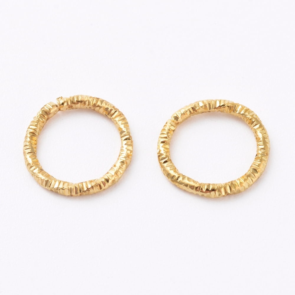 Iron Textured Jump Rings Open Jump Rings for Jewelry Making Golden 10x1mm 18 Gauge Inner Diameter: 7.5mm about 1900~2000pcs/bag