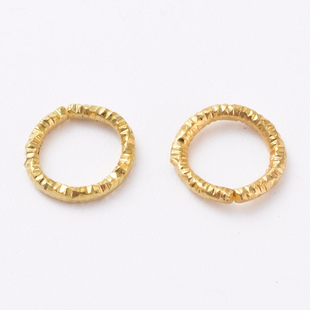 Iron Textured Jump Rings Open Jump Rings for Jewelry Making Golden 7.5~8.5x1mm 18 Gauge Inner Diameter: 5.5mm 2000pcs/bag