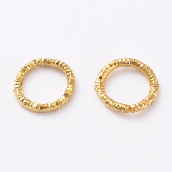 Iron Textured Jump Rings Soldered Jump Rings Closed Jump Rings for Jewelry Making Golden 18 Gauge 7.5~8.5x1mm Inner Diameter: 5.5mm