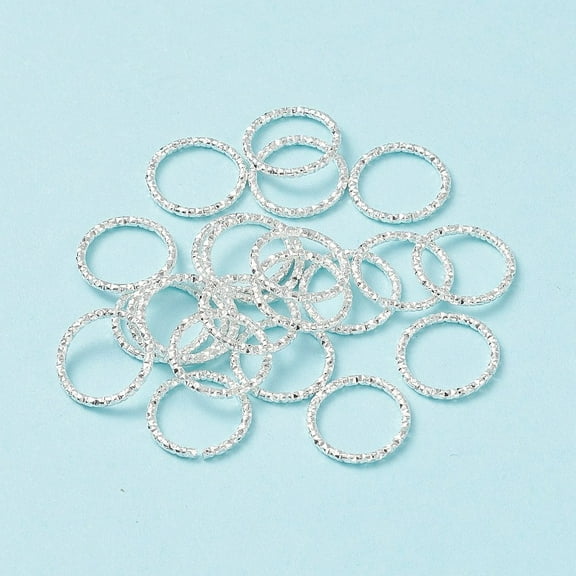 Iron Textured Jump Rings Soldered Jump Rings Closed Jump Rings for Jewelry Making Silver Color Plated 18 Gauge 15x1mm Inner Diameter: 12mm