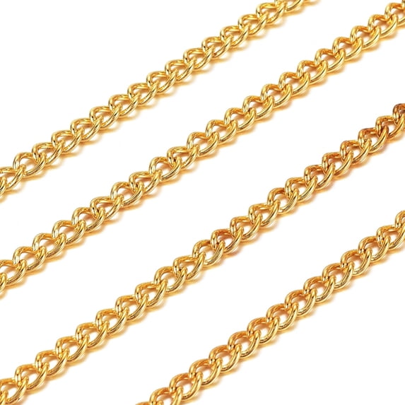 Iron Twisted Chains Curb Chains Unwelded Golden 5.5x3.5x1mm about 164.04 Feet(50m)/roll