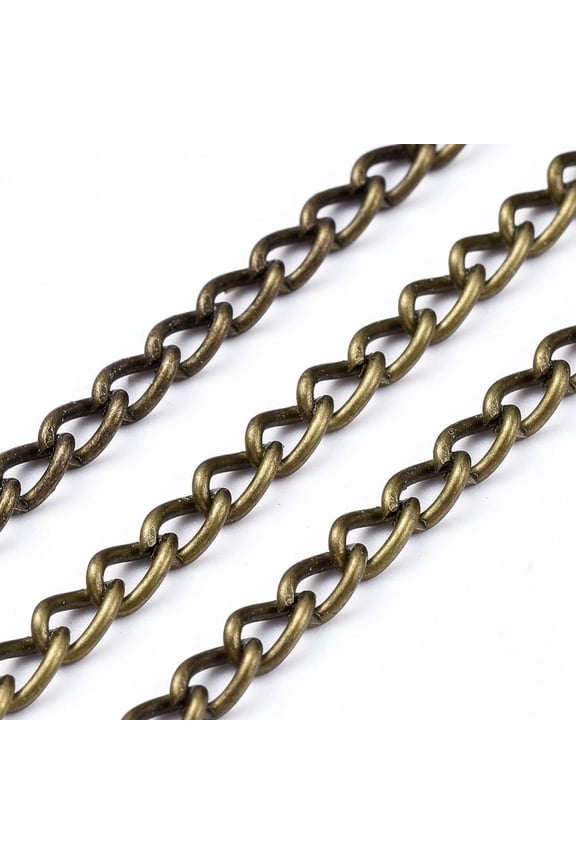 Iron Twisted Chains Curb Chains Unwelded Lead Free and Nickel Free Antique Bronze Link:3x5mm 0.8mm thick
