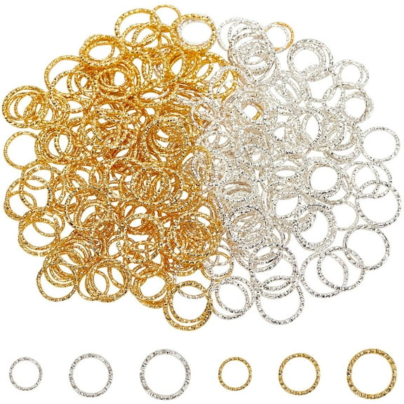 Iron Twisted Open Jump Rings Diamond Cut Textured Round Mixed Color 300pcs/box for diy