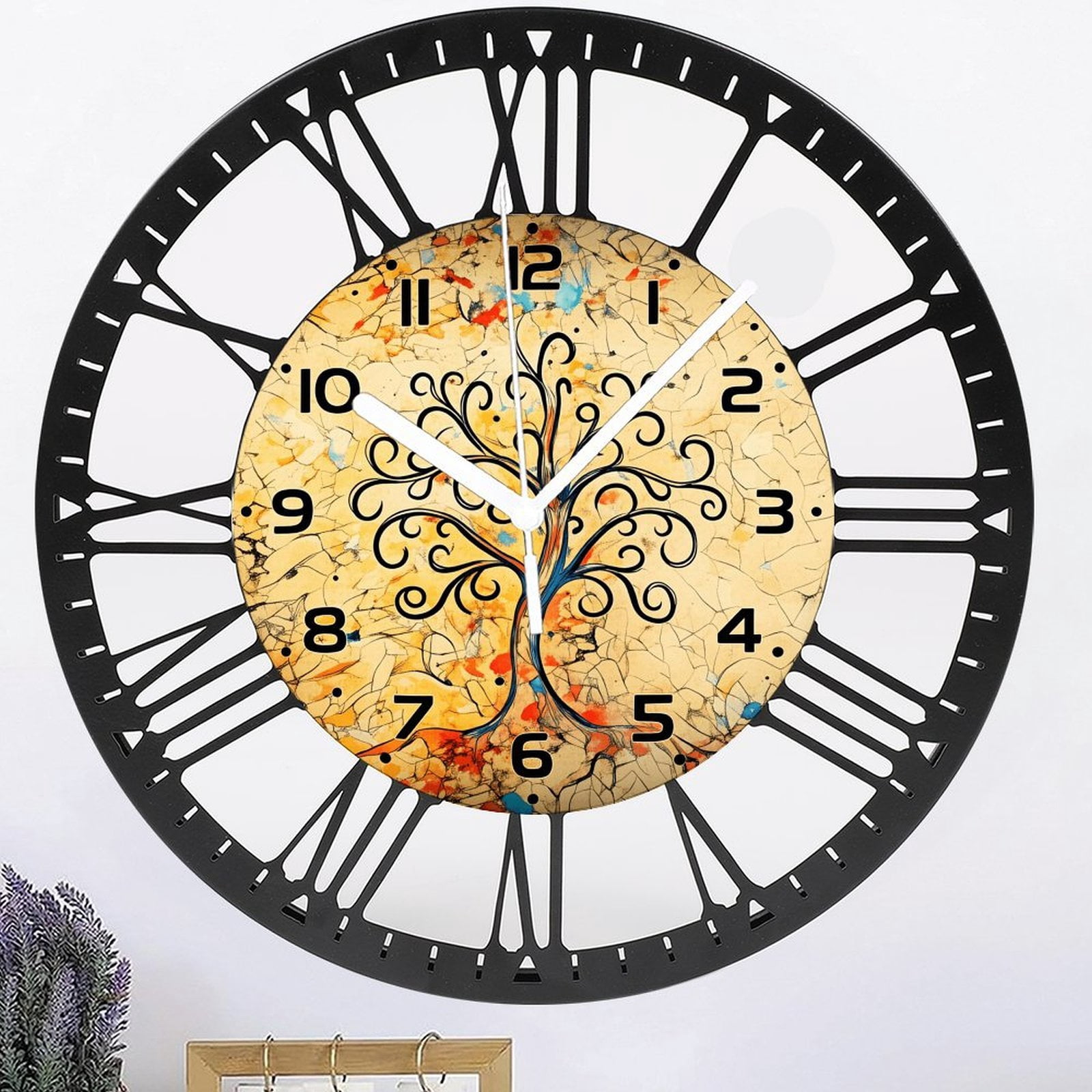 Iron Vintage Wall Clocks Battery Operated,Life of Tree Clock for Living ...