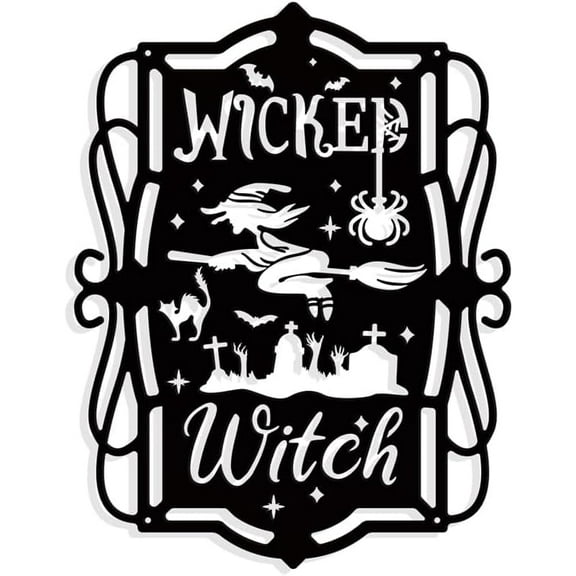 Iron Wall Art Decorations for Front Porch Living Room Kitchen Matte Style Witch Shape 286x221x1mm