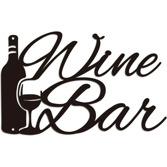 Iron Wall Art Decorations for Front Porch Living Room Kitchen Matte Style Word Wine Bar 193x300x1mm