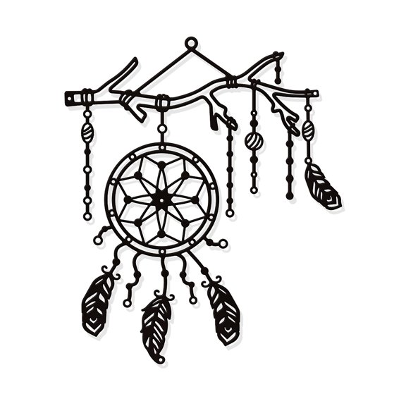 Iron Wall Art Decorations for Front Porch Living Room Kitchen Matte Style Woven Net/Web with Feather 294x249x1mm