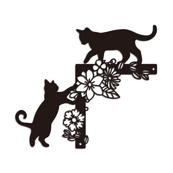 Iron Wall Art Decorations for Front Porch Living Room Kitchen Matte style Cat Shape 260x300x1mm