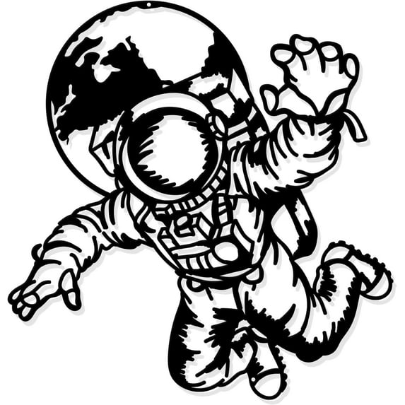 Iron Wall Art Decorations for Front Porch Living Room Kitchen Spaceman Electrophoresis Black 300x290x1mm