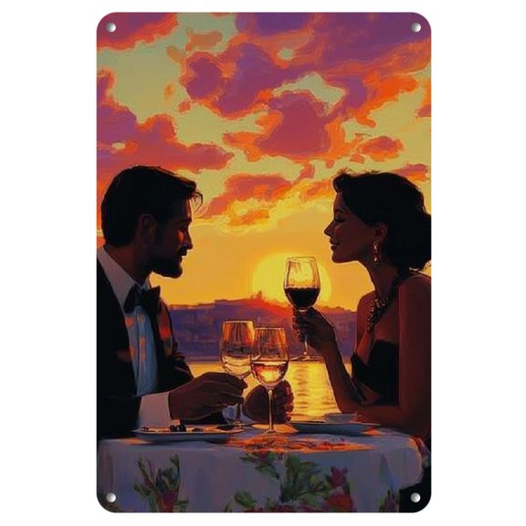 Iron Wall Art Panel - 8 X 12 Inch Anti - Bending Metal Tin Sign - Vintage Oil Painting Inspired Design - Perfect Gift for Home Decoration, Living Room, Bathroom, Bedroom, Garden, Dining, Bar, Cafe