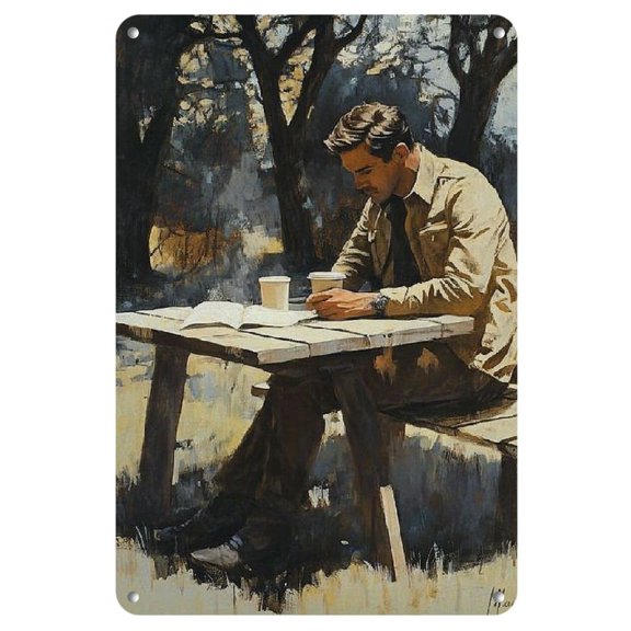 Iron Wall Art Panel - 8 X 12 Inch Anti - Bending Metal Tin Sign - Vintage Oil Painting Inspired Design - Perfect Gift for Home Decoration, Living Room, Bathroom, Bedroom, Garden, Dining, Bar, Cafe