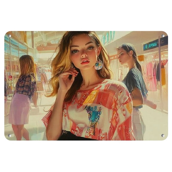 Iron Wall Art Panel - 8 X 12 Inch Anti - Bending Metal Tin Sign - Vintage Oil Painting Inspired Design - Perfect Gift for Home Decoration, Living Room, Bathroom, Bedroom, Garden, Dining, Bar, Cafe