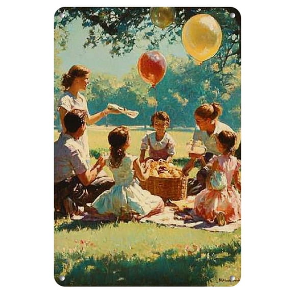 Iron Wall Art Panel - 8x12 Inch Anti-Bending Metal Tin Sign - Vintage Oil Painting Inspired Design - Perfect Gift for Home Decoration, Living Room, Bathroom, Bedroom, Garden, Dining, Bar, Cafe