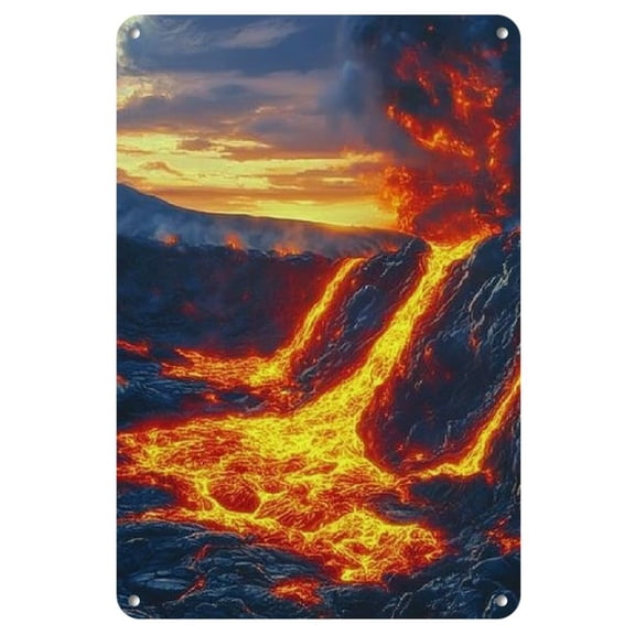 Iron Wall Art, Vertical Square Lava Flow Print, Surreal and Ethereal Scene, Home and Office Decor, Earth Reflection, Lava Intensity, Art Painting, Living Room, Bedroom, Office Decor