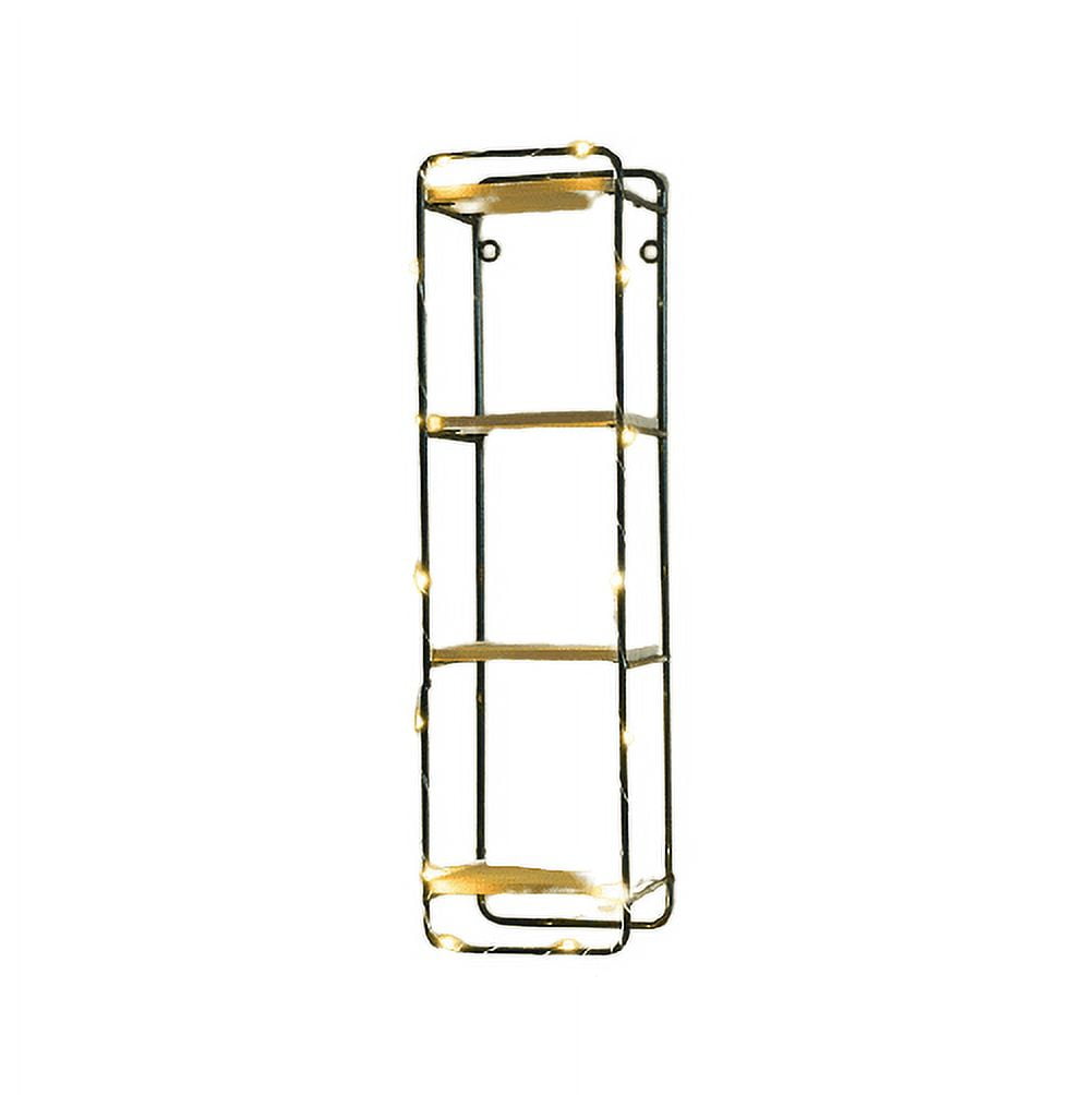 Iron Wall Column Shaped Shelves, Wall Hanging Baskets, Black (Without Lamp)