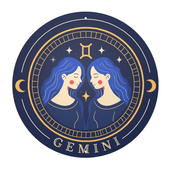 Iron Wall Decor Sign 8x8 Inch - Gemini Zodiac Design - Vintage Rustic Metal Home Decor for Indoor/Outdoor Use - Easy Hanging with Four Pre-Drilled Holes - Unique Astrology Wall Art Gift