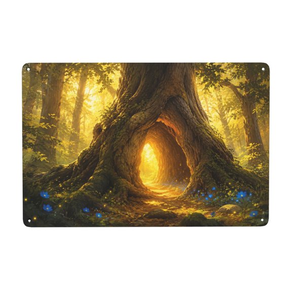 Iron Wall Decor Sign with Enchanted Forest Theme, 8x12 inch, Easy Hanging