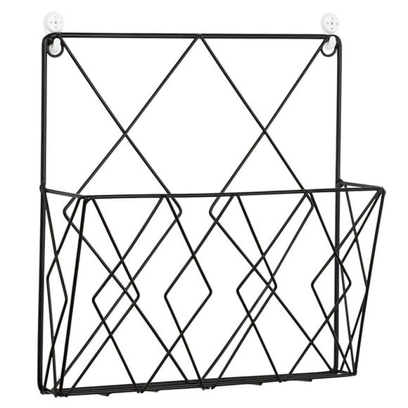 Iron Wall Files Holder Magazine Rack Wire Organizer Black