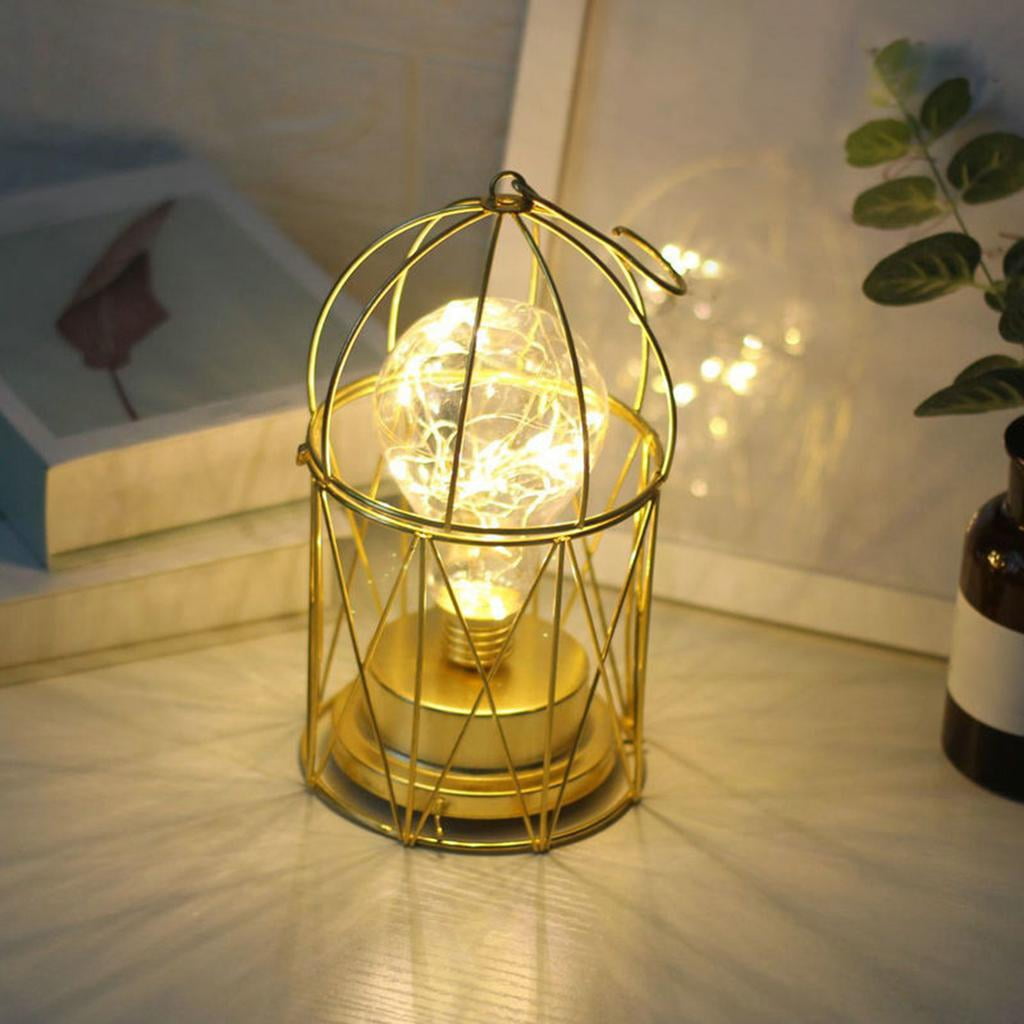 Iron Wall Hanging Reading Lamp Night Bedside Bird Cage Shaped Bulb ...