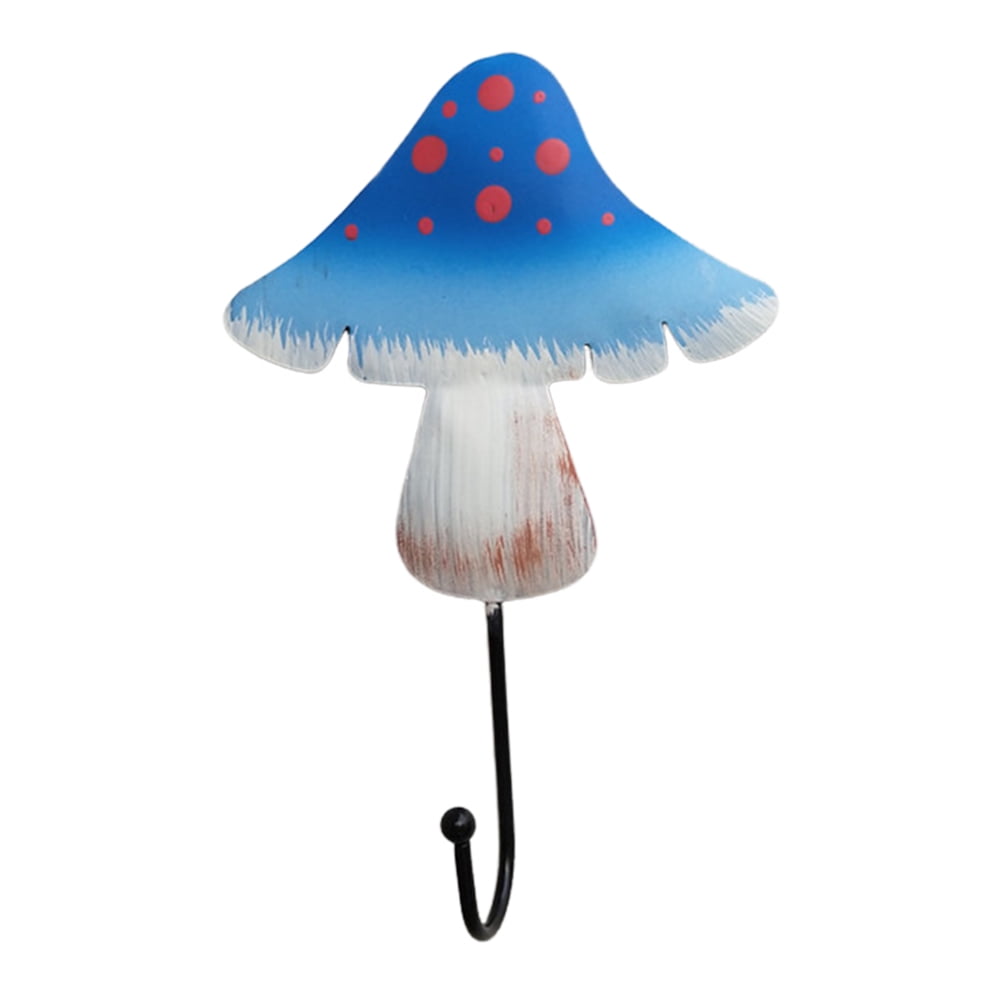 Mushroom Hooks, 3-Pack Decorative Wall Hooks - Mixed Colors (Red, Yellow, Blue), Cast Iron, For Keys, Hats, Towels