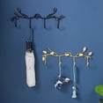 thumbnail image 1 of Iron Wall Hooks with 4 Key Hangers, Black or Gold Vintage Leaf Design for Coats Hats Umbrellas, Heavy Duty No Hole Entryway Decor for Living Room Behind Door Wall Mounted Storage Rack, 1 of 6