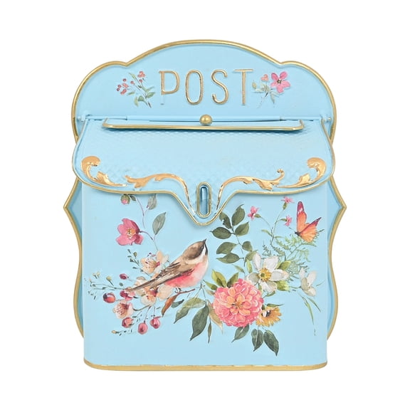 Iron Wall Mailbox for Letters, Decorative Powder-Coated Letter Box with Front Flap near House Entry, Gate, Shed, or Garage
