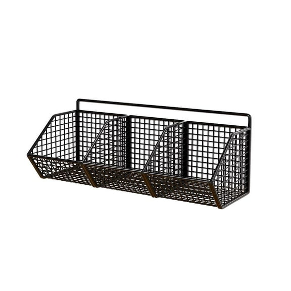 Iron Wall Mount Storage Basket Black Waterproof Rustproof Kitchen Bathroom Organizer