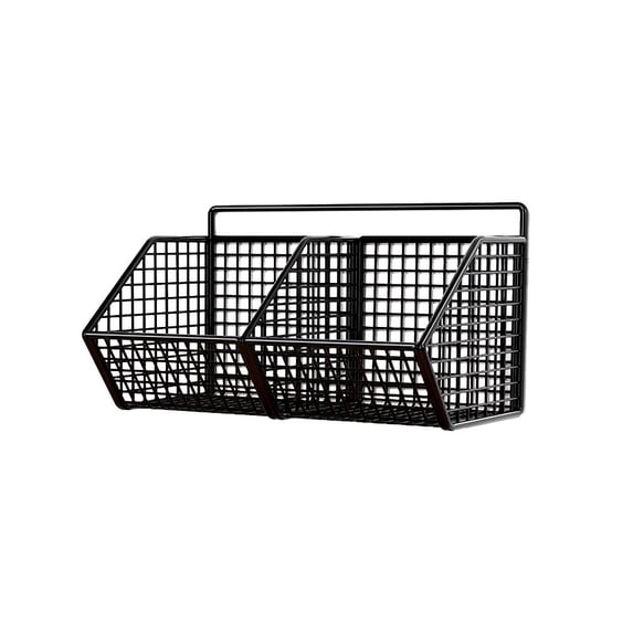 Iron Wall Mount Storage Basket Black Waterproof Rustproof Kitchen Bathroom Organizer