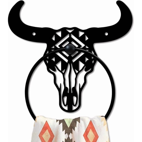 Iron Wall Mounted Hanging Ring Decorative Organizer Rack Cattle 200x180mm.