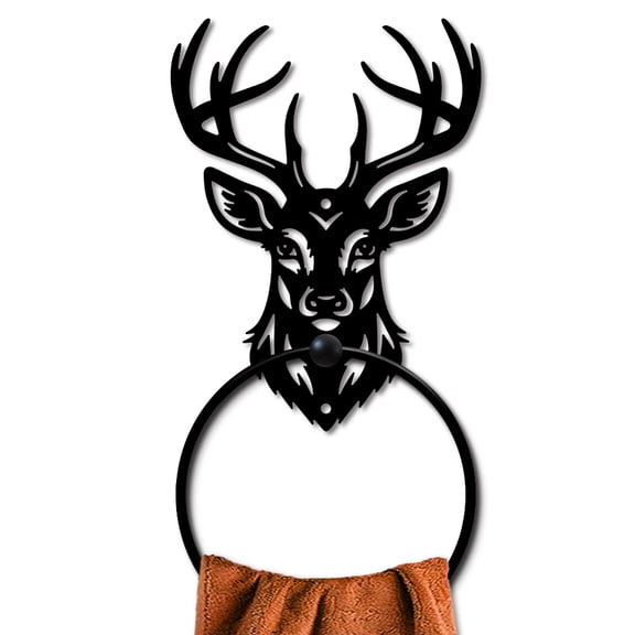 Iron Wall Mounted Hanging Ring Decorative Organizer Rack Deer 200x150mm
