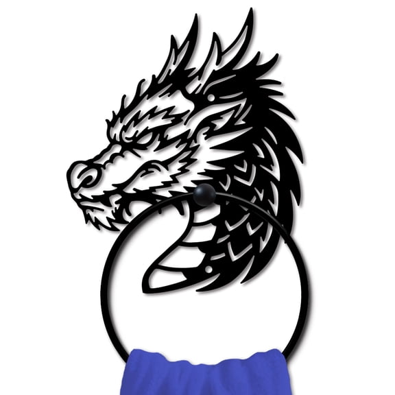 Iron Wall Mounted Hanging Ring Decorative Organizer Rack Dragon 200x165mm