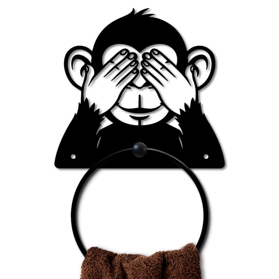 Iron Wall Mounted Hanging Ring Decorative Organizer Rack Monkey 180x170mm