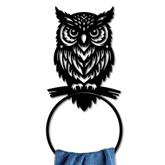 Iron Wall Mounted Hanging Ring Decorative Organizer Rack Owl 200x140mm DIY