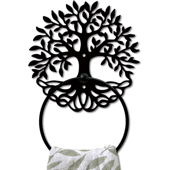 Iron Wall Mounted Hanging Ring Decorative Organizer Rack Tree of Life 180x180mm