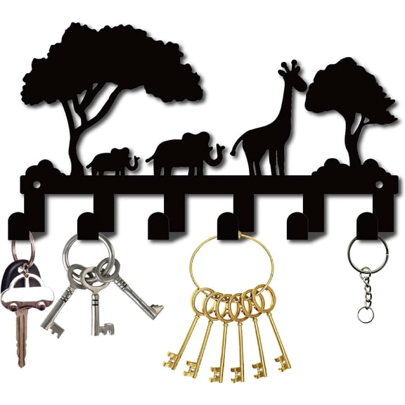 Iron Wall Mounted Hook Hangers 6-Hook Decorative Organizer Rack for Bag Clothes Key Scarf Hanging Holder Musician Tree 150x270mm Hole: 5mm