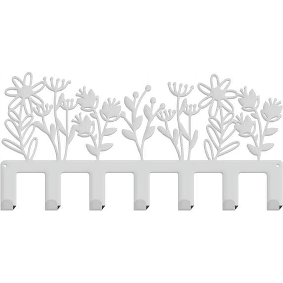 Iron Wall Mounted Hook Hangers Decorative Organizer Rack for Bag Clothes Key Scarf Hanging Holder with Screws Flower Pattern 300x147mm