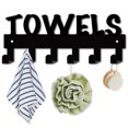 thumbnail image 1 of Iron Wall Mounted Hook Hangers Decorative Organizer Rack with 6 Hooks for Bag Clothes Key Scarf Hanging Holder Word Towels Gunmetal 11x27cm, 1 of 7